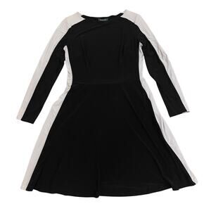 Lauren Ralph Lauren 12 Black White Colorblock Dress | Long Sleeve LBL, Stretch